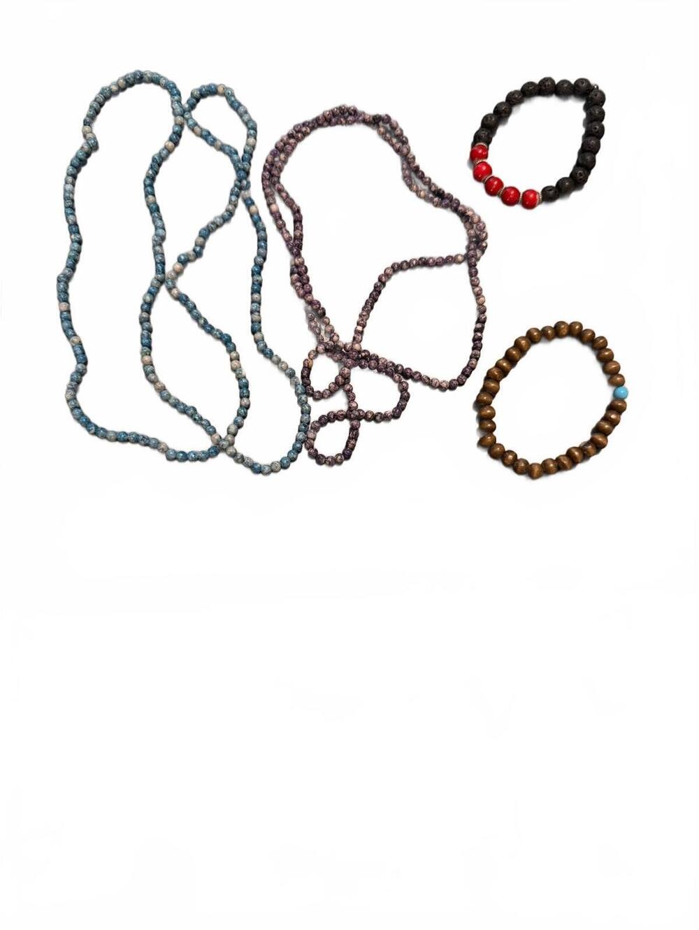 Set of Four Handmade Beaded Necklaces and Bracelets
